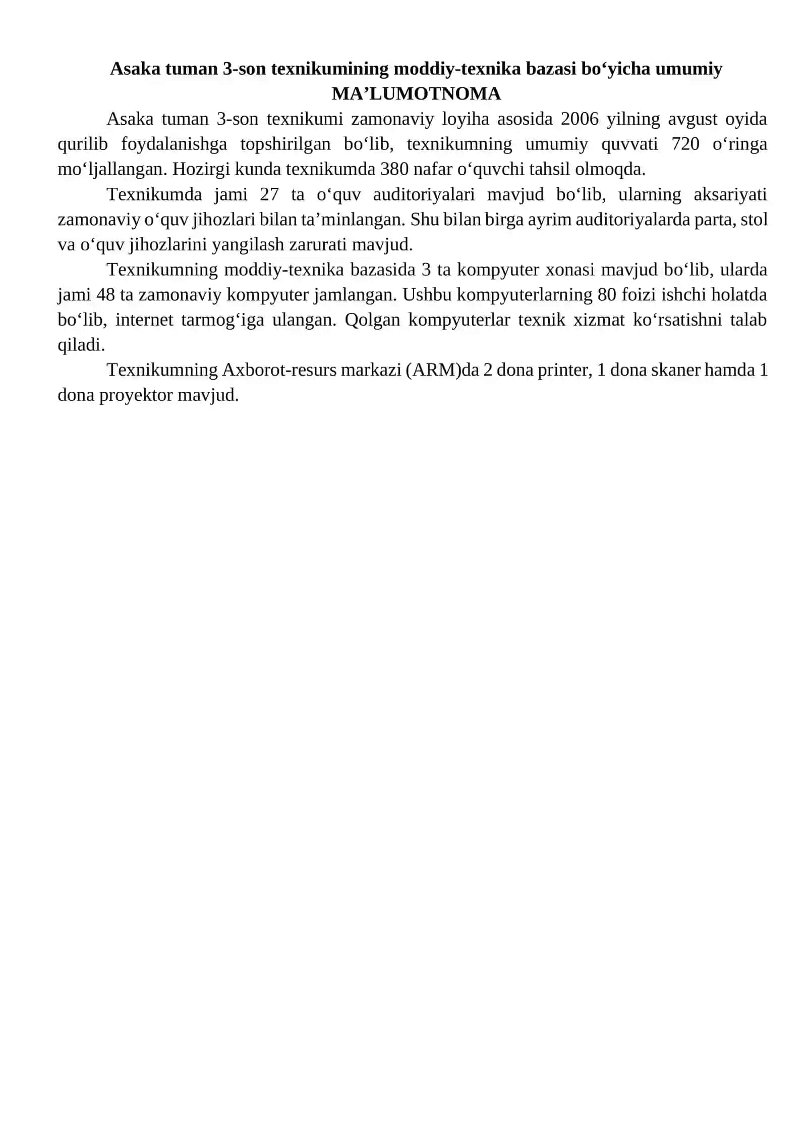 Informatika fanidan pedagogik amaliyot 3