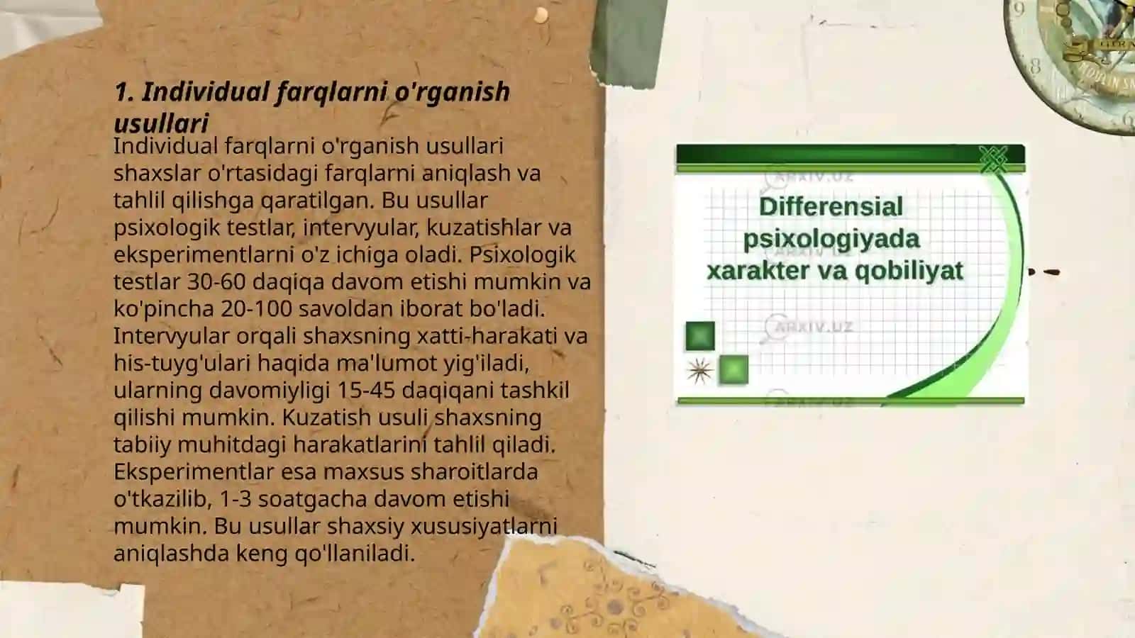 Differensial psixologiya usullarining tasnifi 3