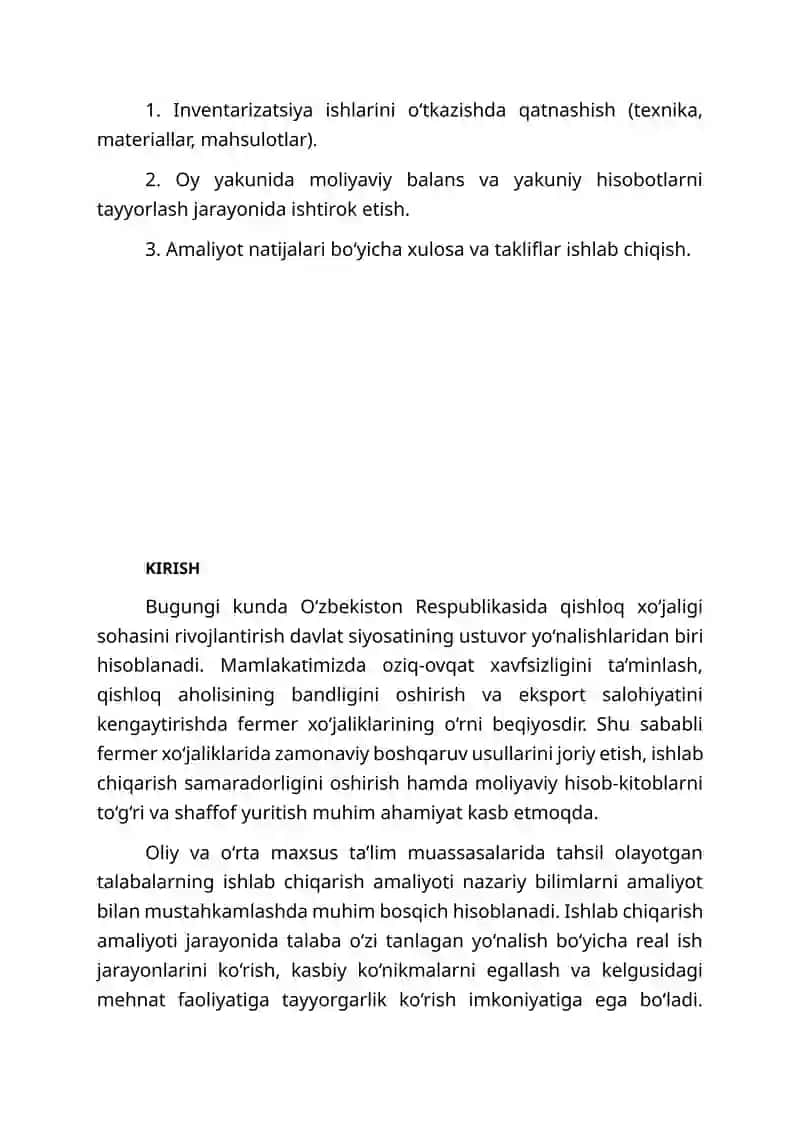 DODIDO Fermer Xo‘jaligida 1 Oylik Amaliyot Hisoboti 3