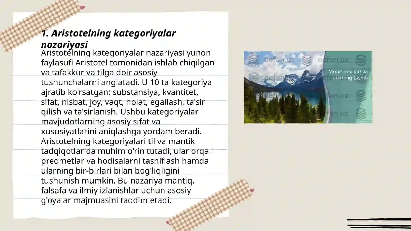 Aristotelning kategoriyalar nazariyasi 3