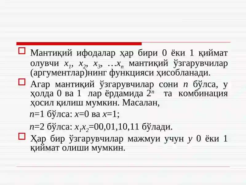 Mantiqiy elementlar va ularning parametrlari 3