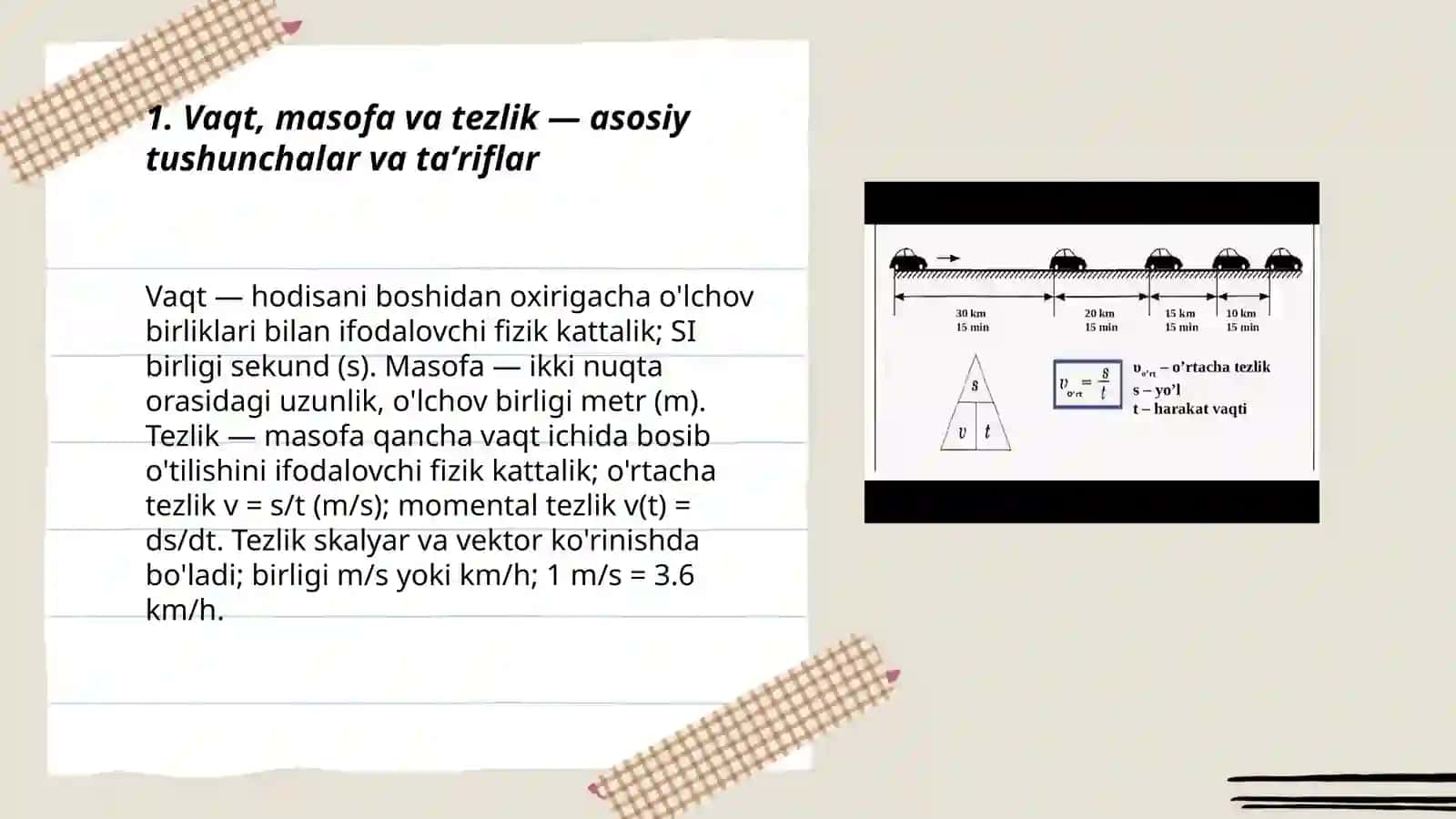 Vaqt, masofa va tezlik 3