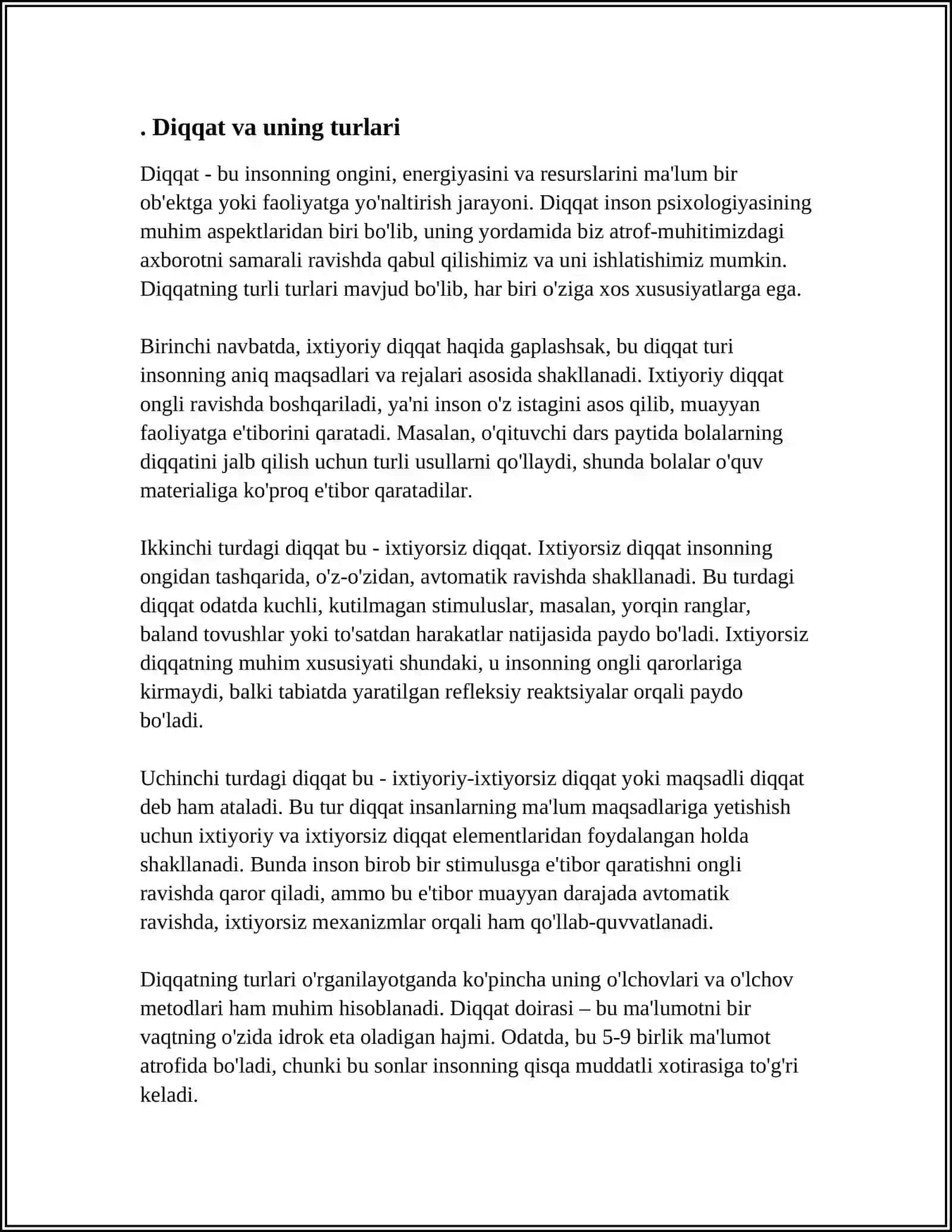 EKSPIREMENTAL PSIXOLOGIYA VAZIFALARI 3