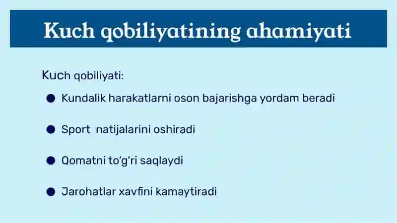 Kuch qobiliyatini tarbiyalash 3