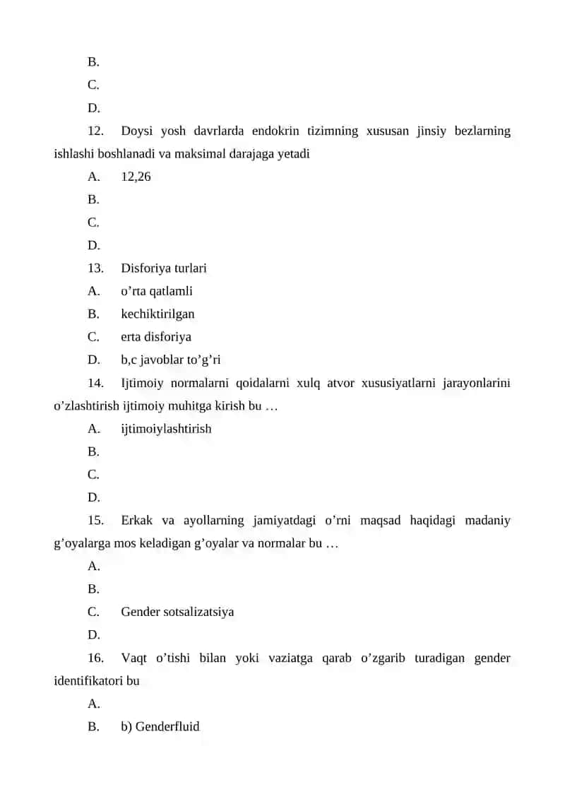 Gender Psychology Test 3