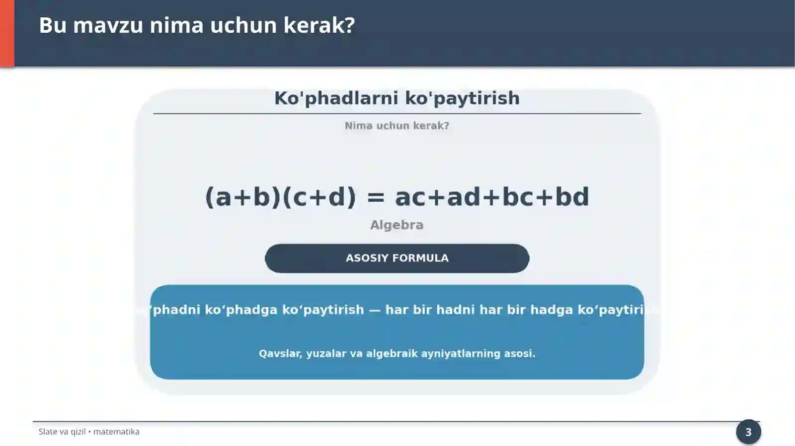 Ko'phadni ko'phadga ko'paytirish 3