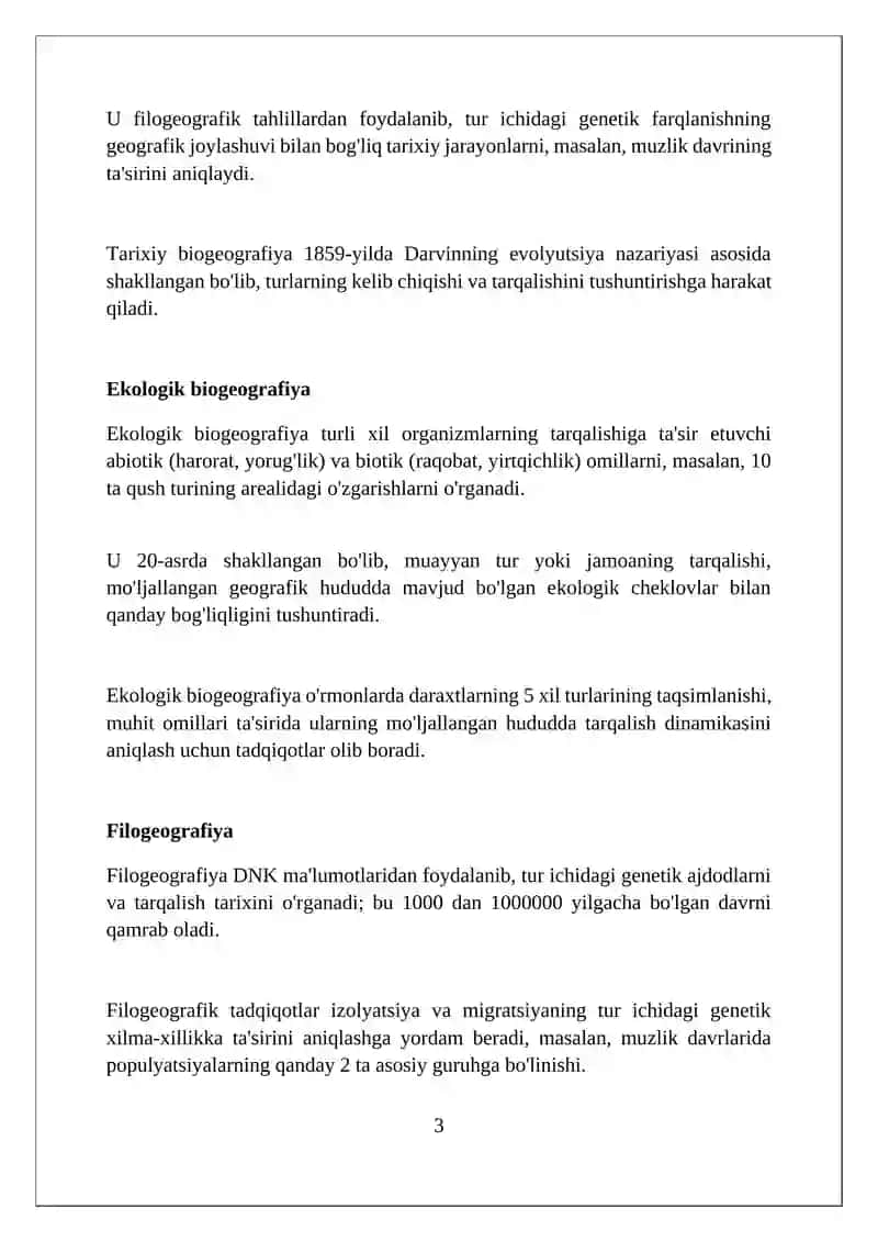 Biogeografiyaning yunalishlari 3