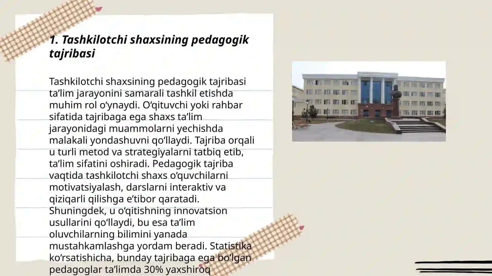Tashkilotchi shaxsiga bo’lgan talablar 3