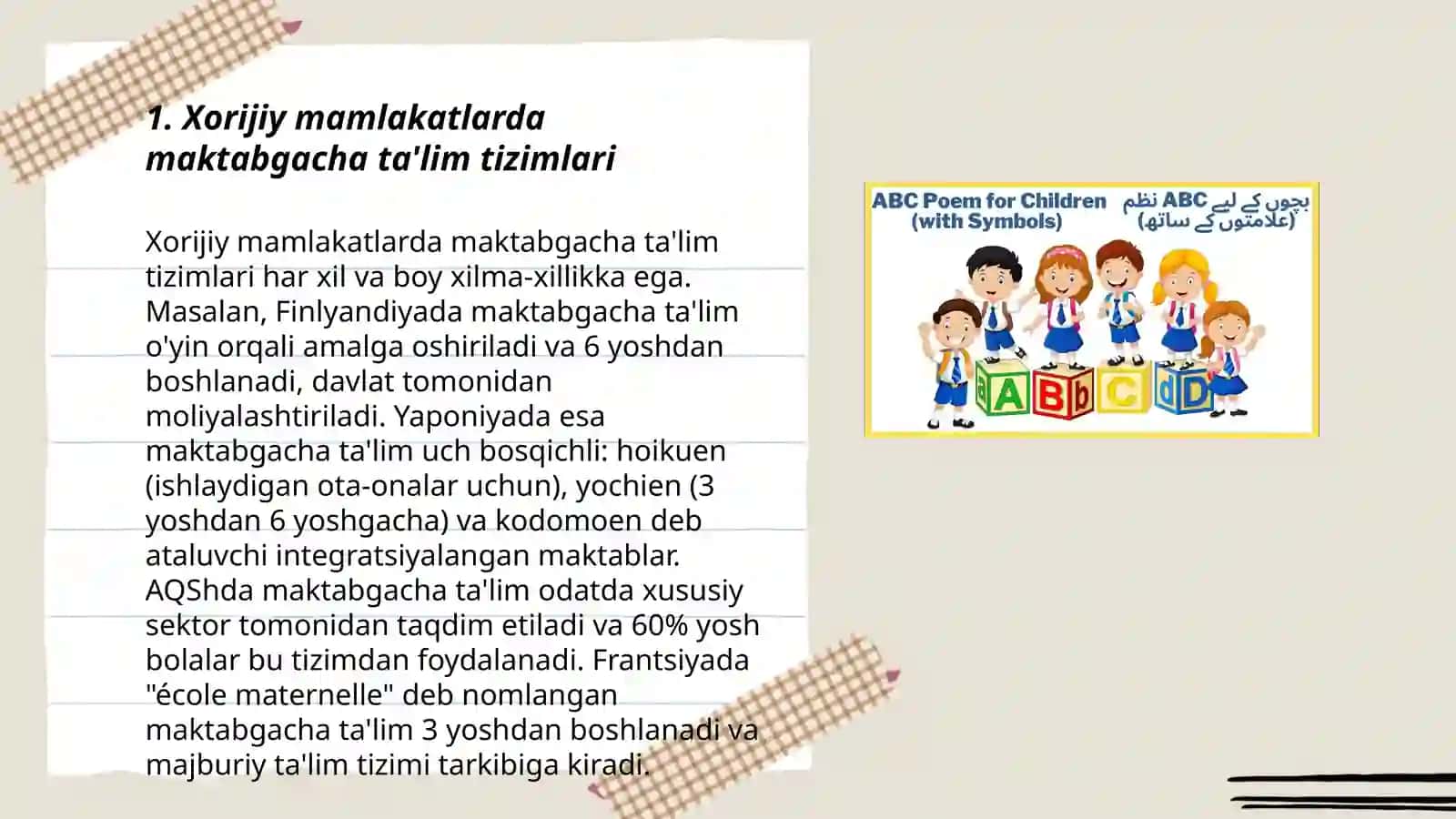 Xorijda maktabgacha ta‟lim fanining predmeti 3
