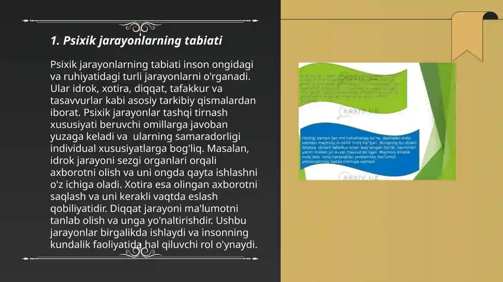 Psixik jarayonlarning vujudga kelishi 3