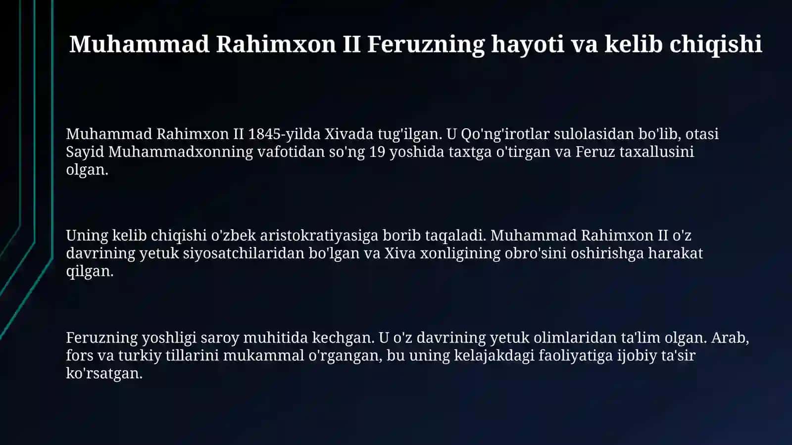 Muhammad Rahimxon II Feruz hayoti va ijodi 3