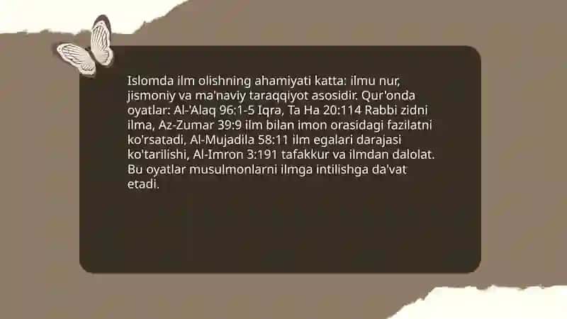 Islom dinida fan va taʼlim madaniyat va sanʼatga munosabat 3