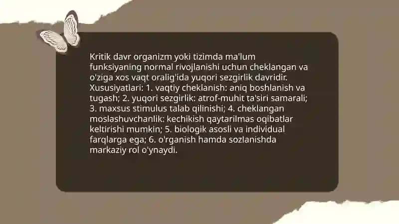 Rivojlanishdagi kritik davrlar 3