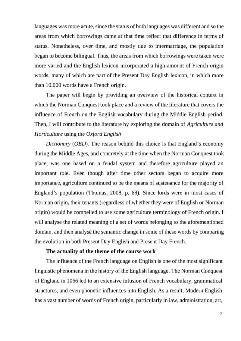 The Foreign (French) Influence on the Development of the English Language 3