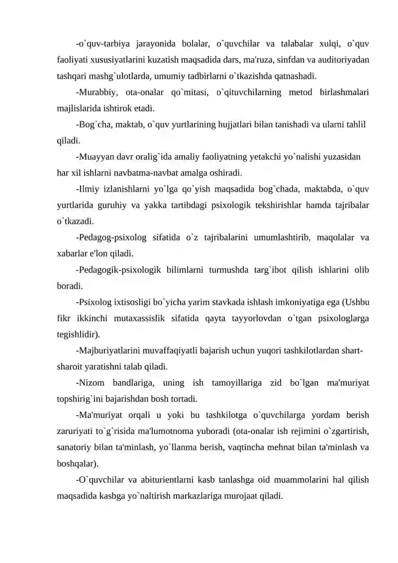 Maktab amaliy psixologining huquq va majburiyatlari 3