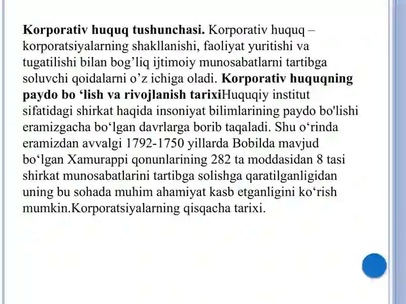Korporativ huquq manbalari tizimi 3