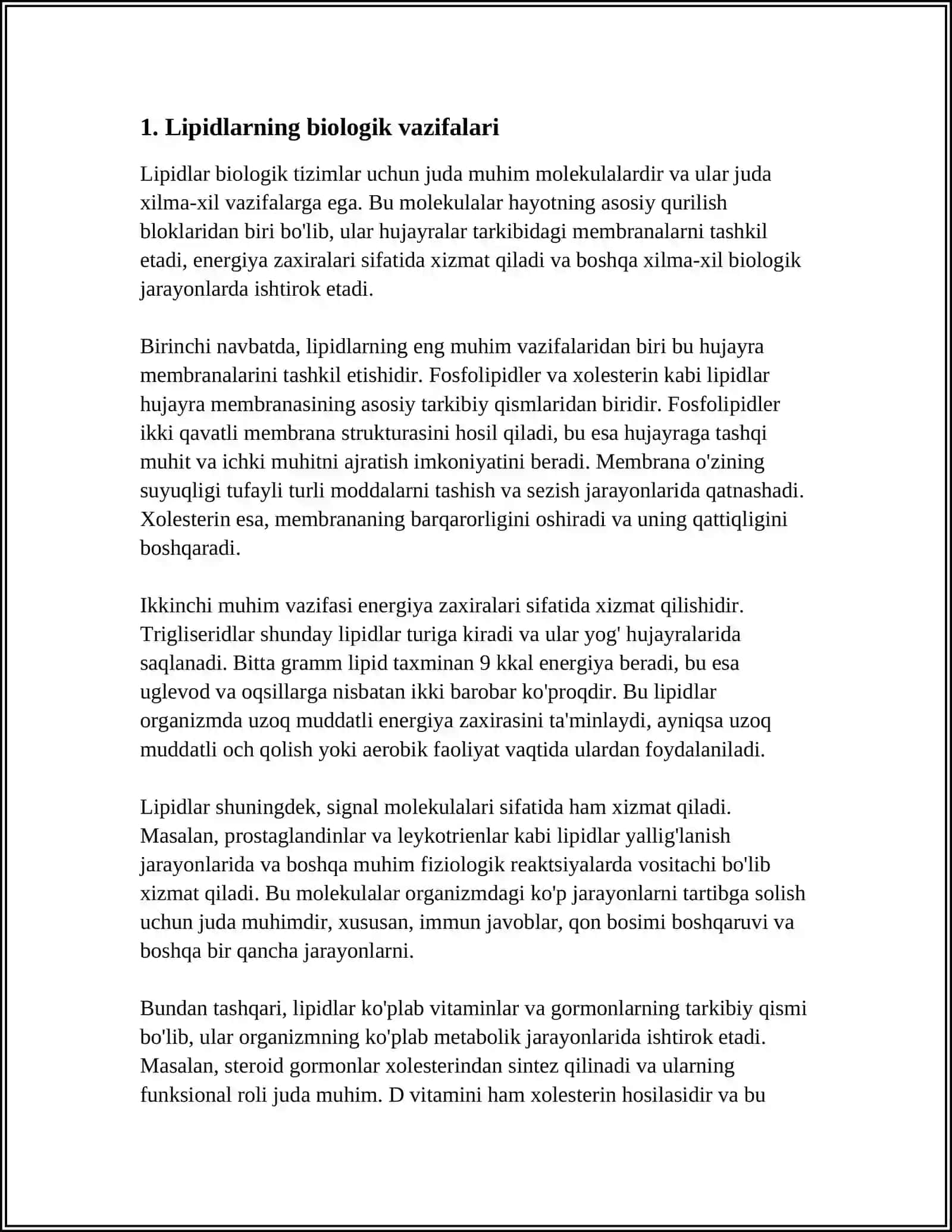 Lipidlar sinetzi va almashinuvi 3