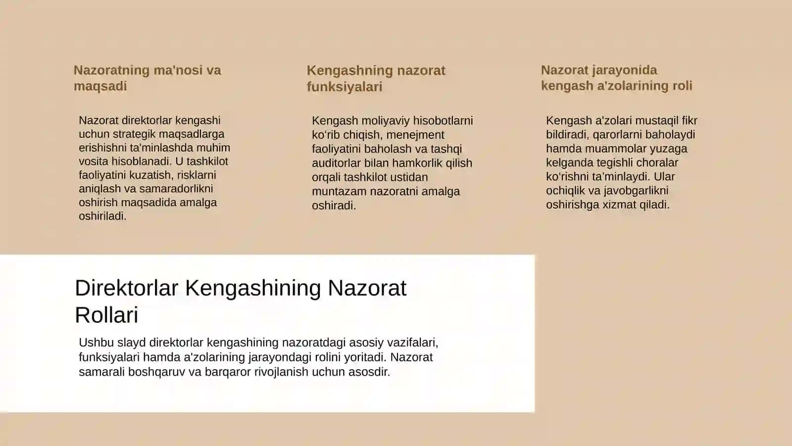 Direktorlar kengashining vazifalari 3