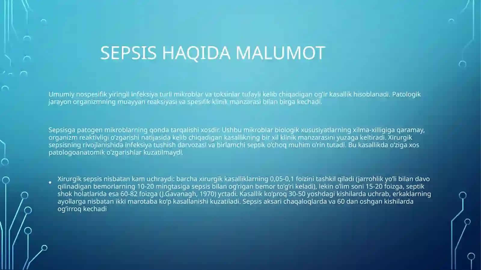 Umumiy nospetsefik yiringli InfeksiyaSepsis 3