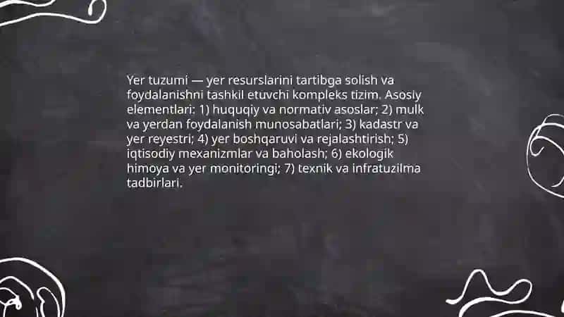 Yer tuzimi va yer islohoti 3