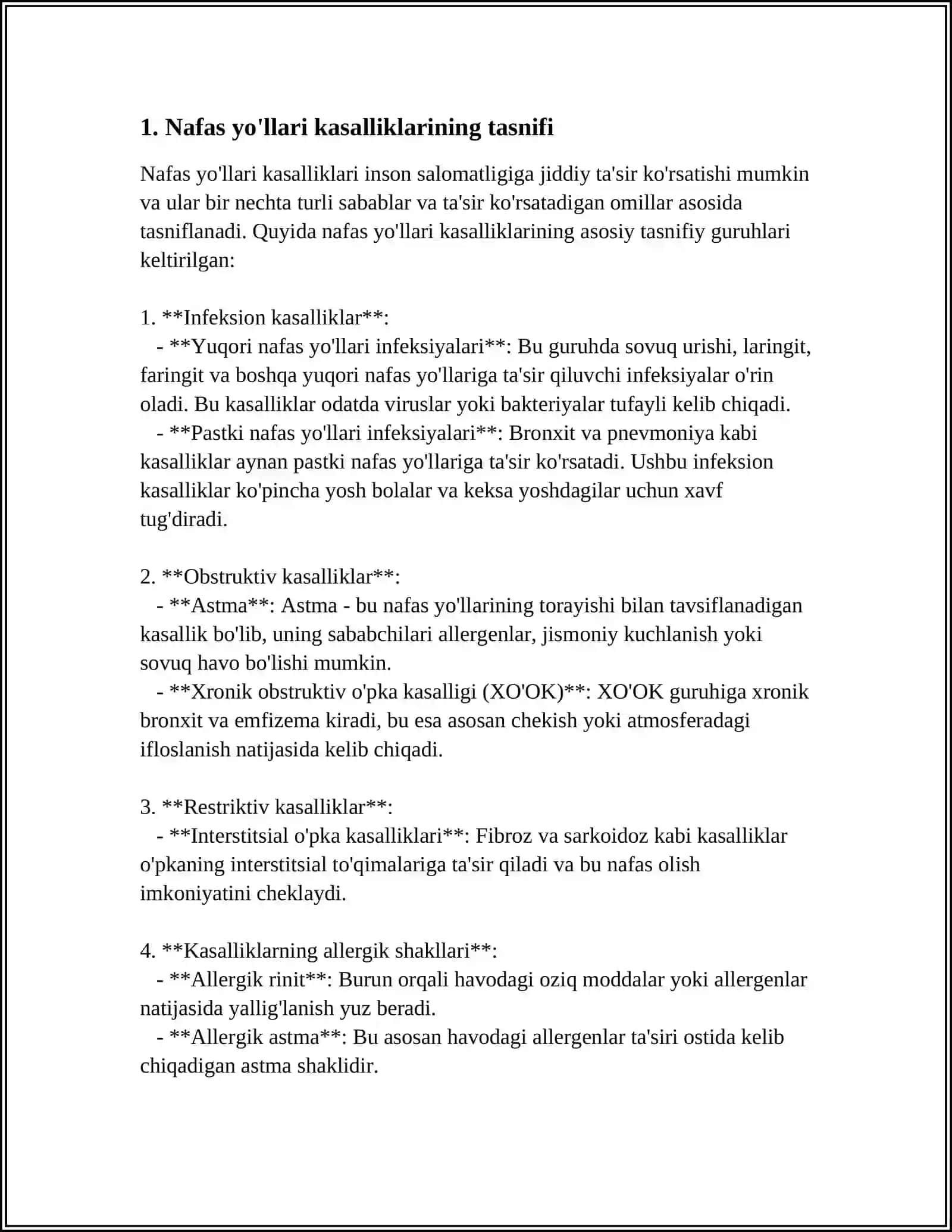 NAFAS YO'LLARI KASALLIKLARIDA BEMORLARNI PARVARISHLASH 3