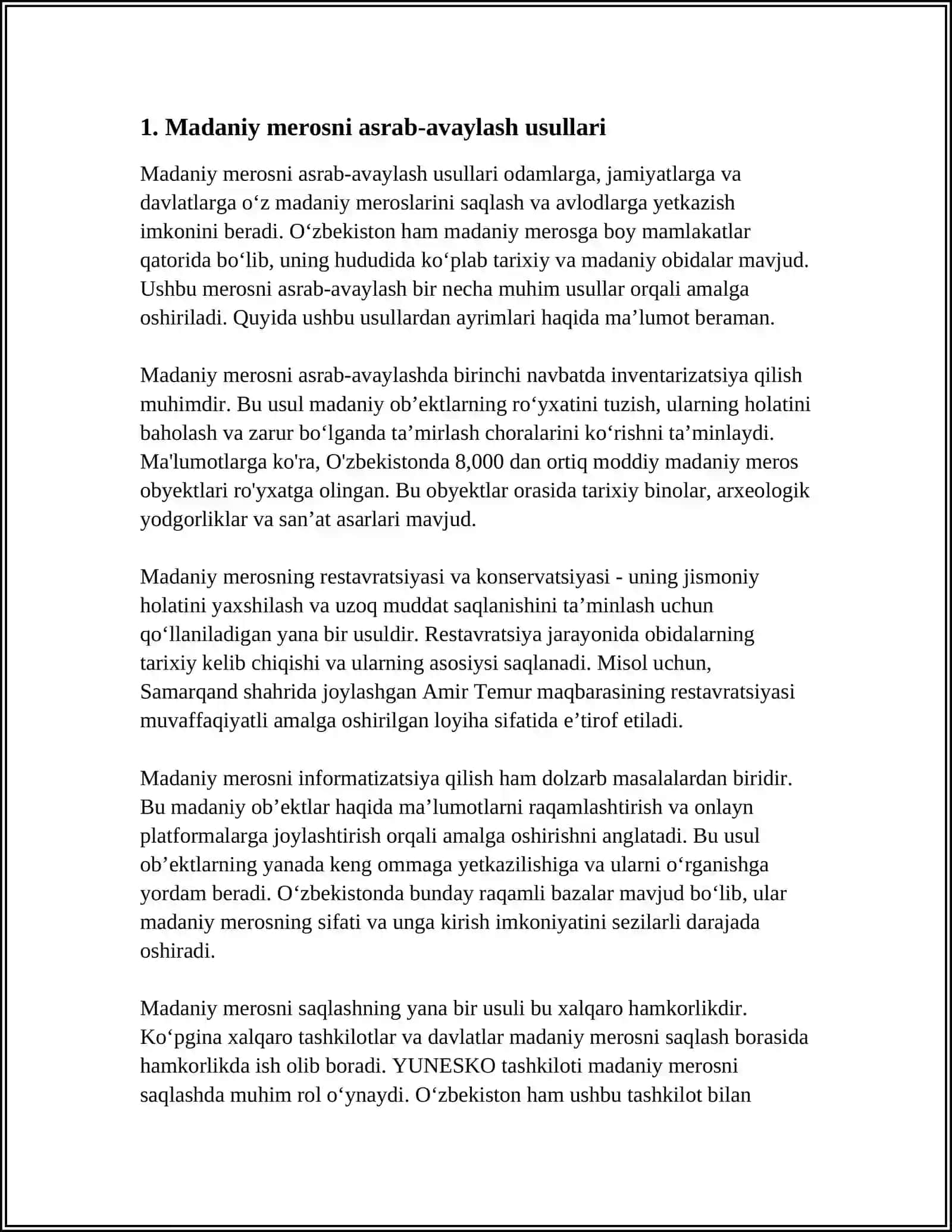 MADANIY MEROS VA UNGA MUNOSABAT MUAMMOLARI 3