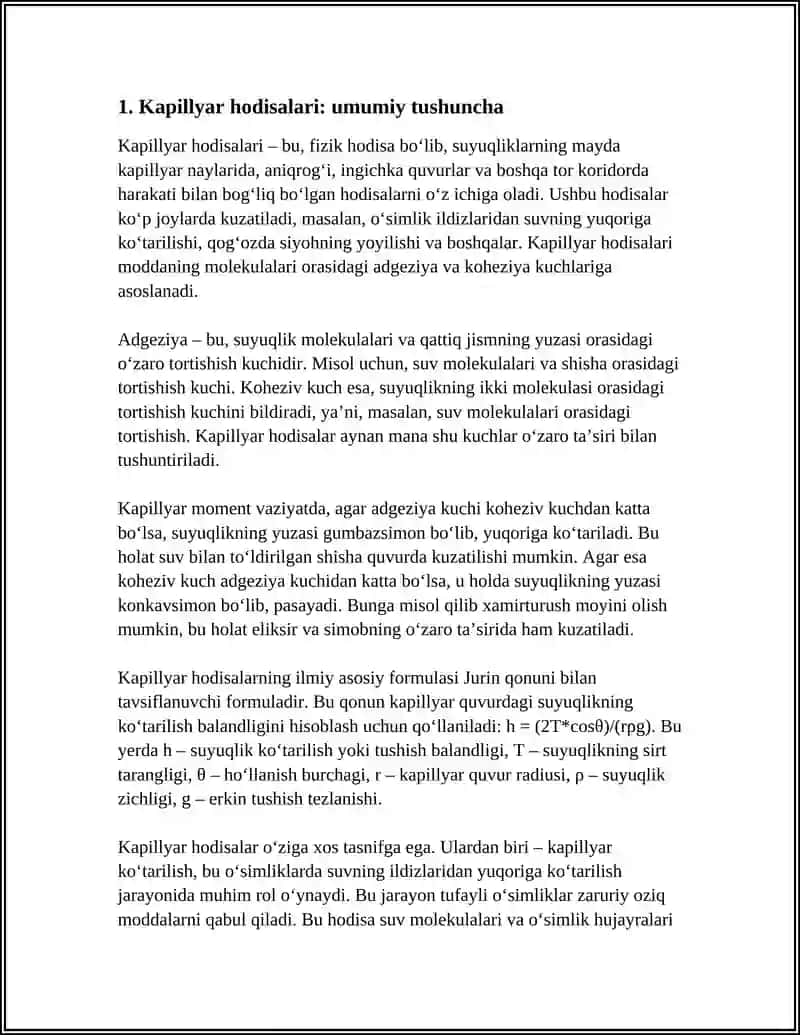 Kapillyar Hodisalari 3