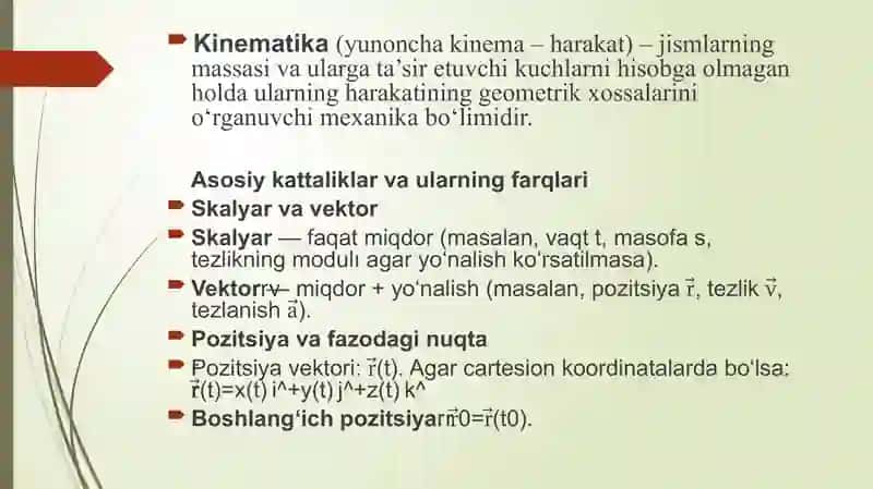 Kinematika asoslari 3