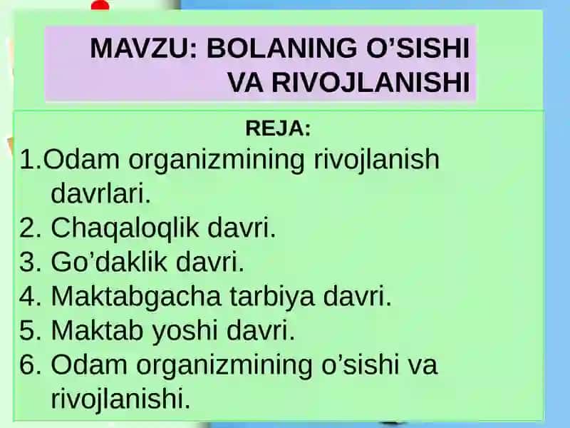 Bolaning o’sishi va rivojlanishi 3