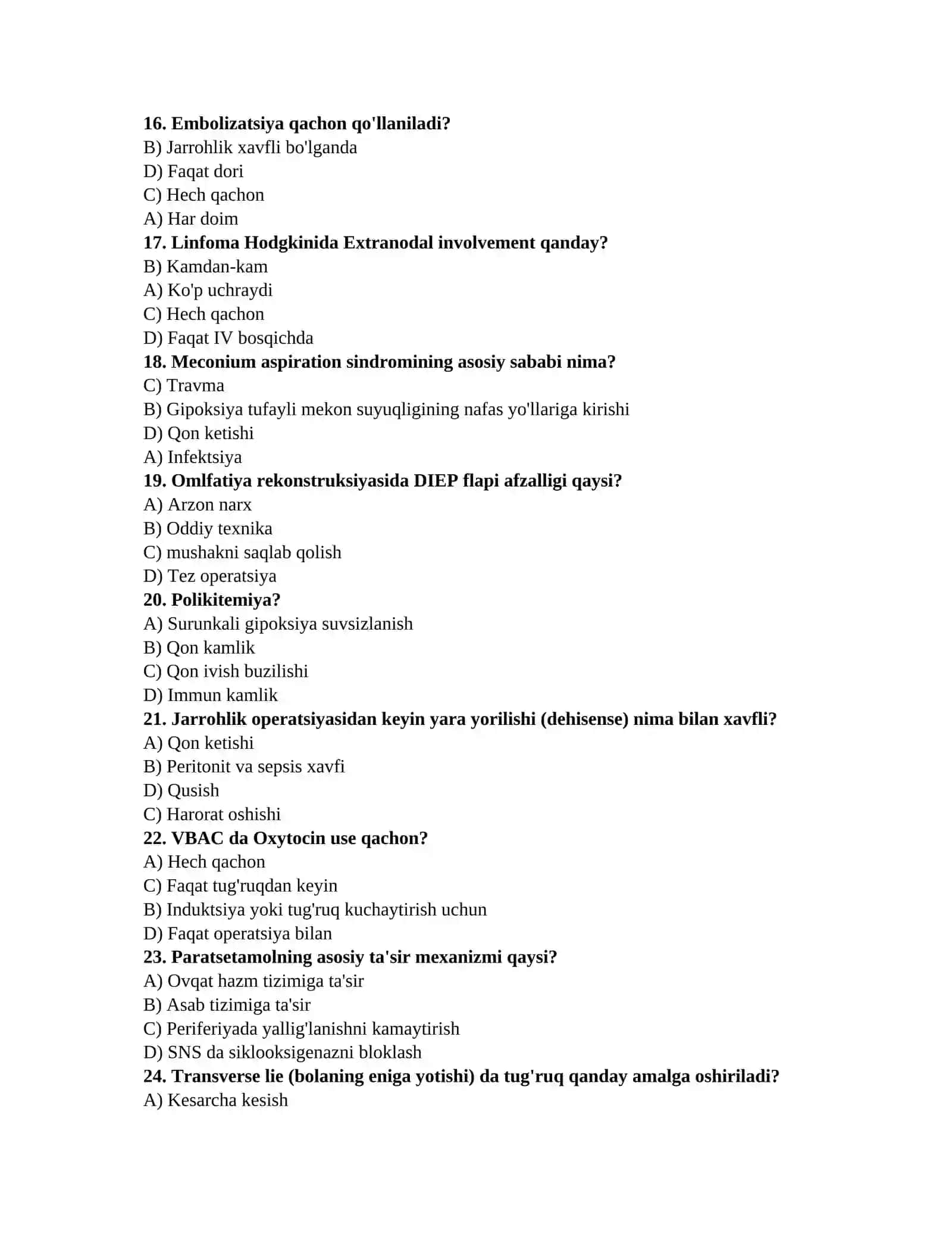 Ichki kasalliklar testlari 3