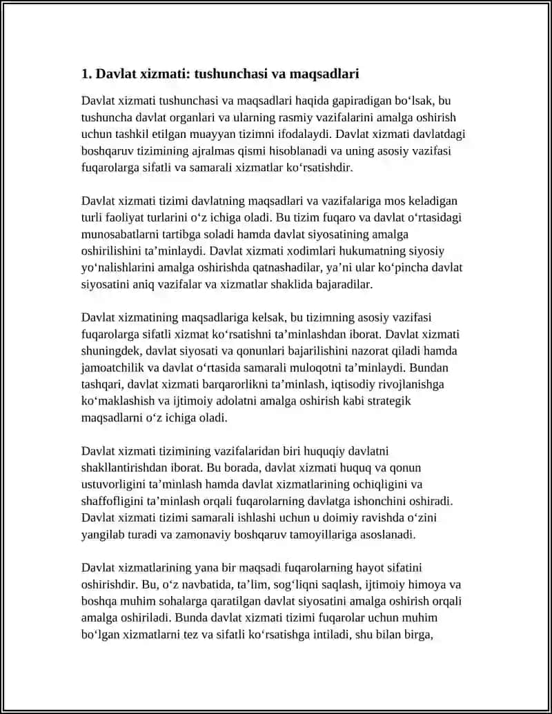 DAVLAT HIZMATI VA UNING TURLARI 3