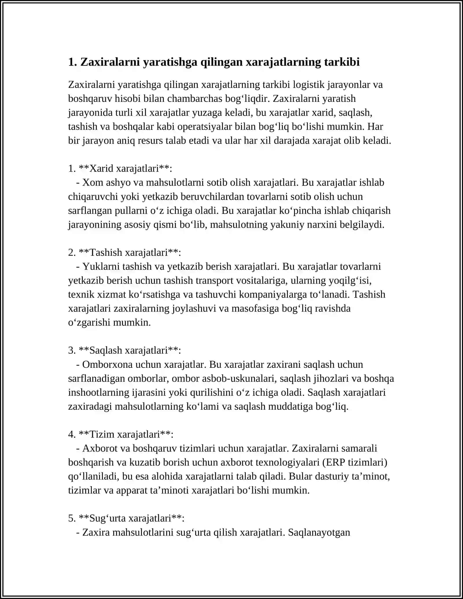 Zaxiralarni Yaritishga Qilinadigan Harajatlar Tarkibi 3