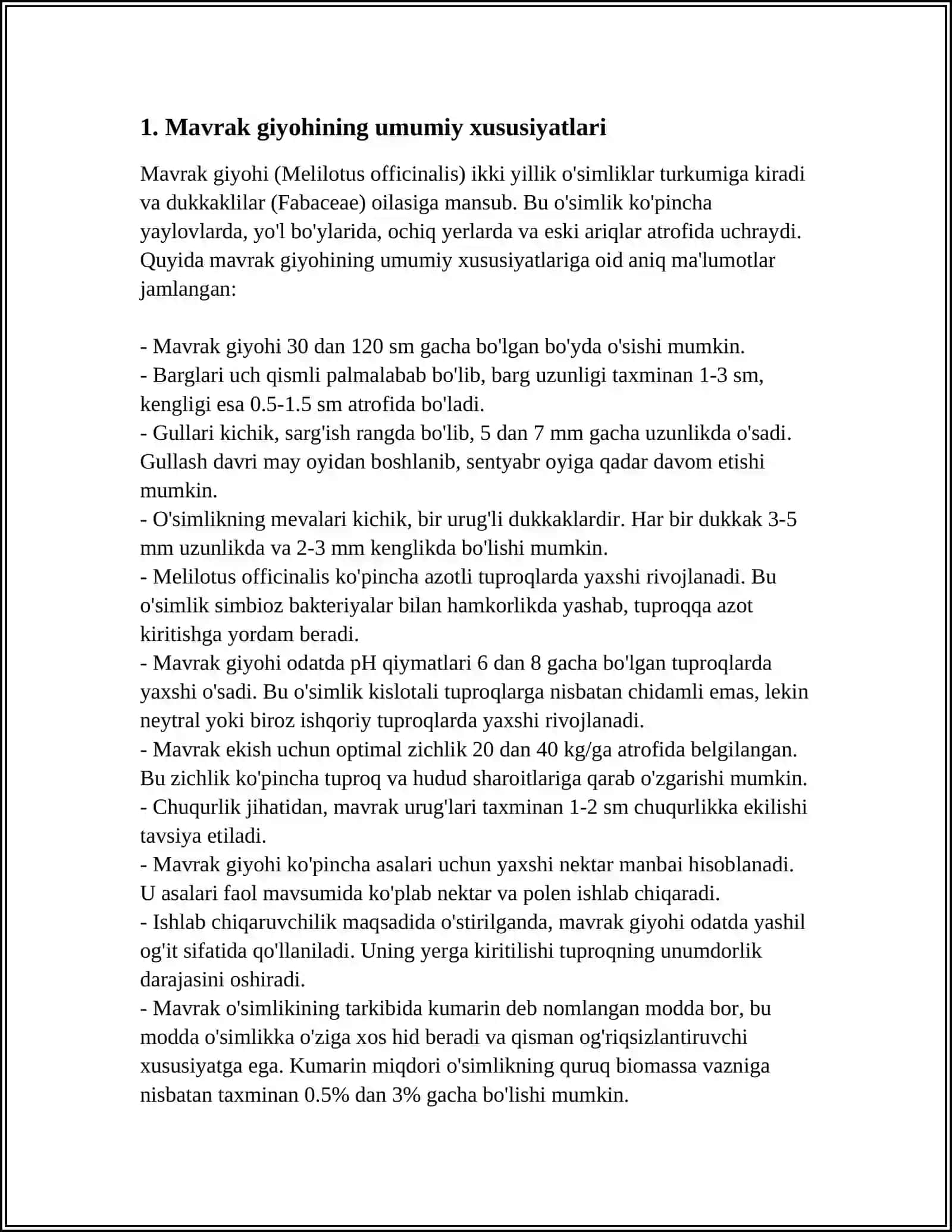 MAVRAK GIYOHI XUSUSIYATLARI 3