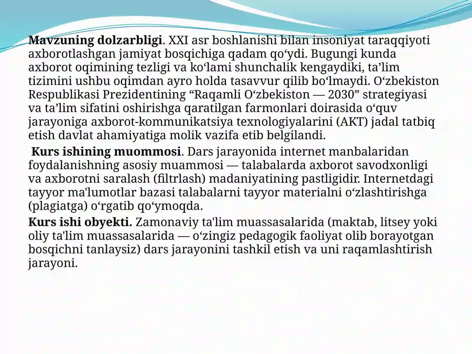 Dars jaroyonida internet manbalaridan foydalanish 3