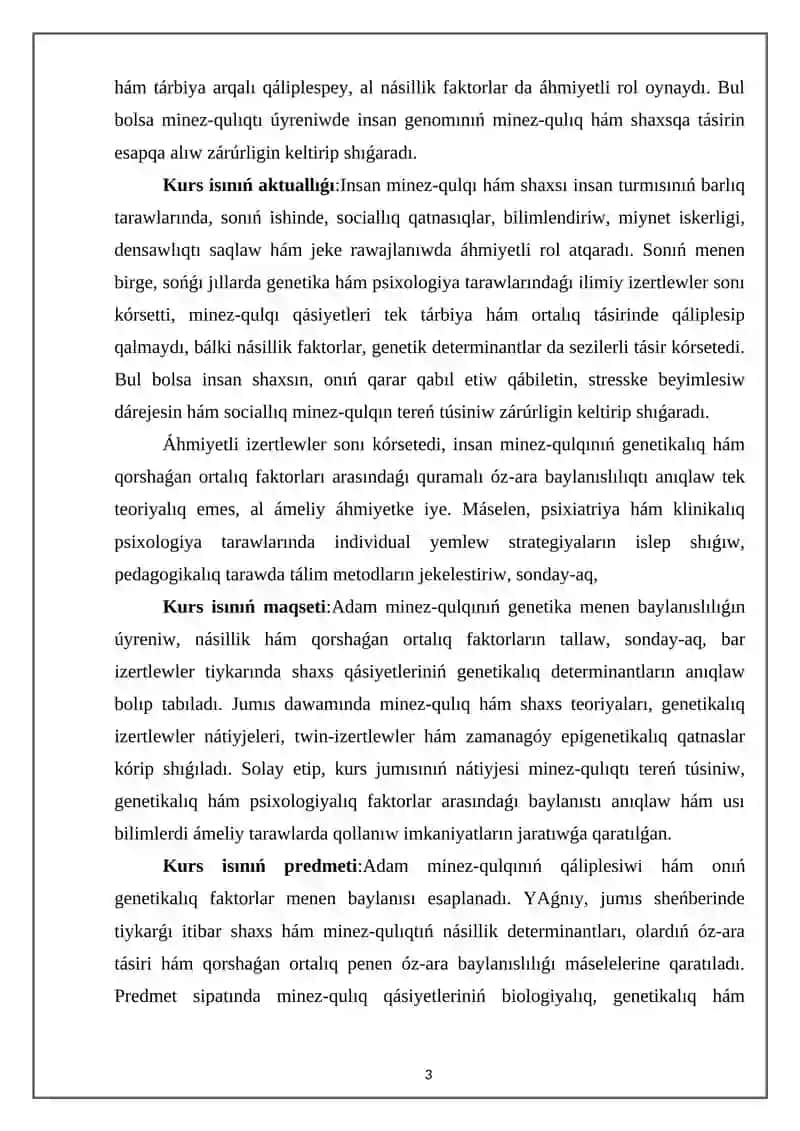 Minez-qulıq hám adam genetikası 3