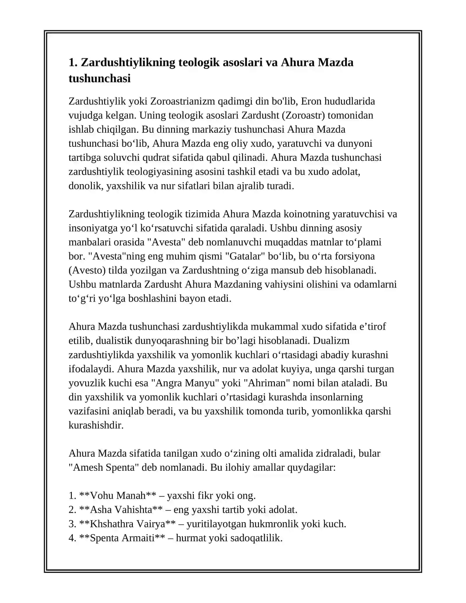 GEOLOGIYA FANLARI UNIVERSITETI IQTISODIYOT KAFEDRASI ZARDUSHTIYLIKNING TEOLOGIK TIZIMI VA DINIY MAROSIMLAR 3