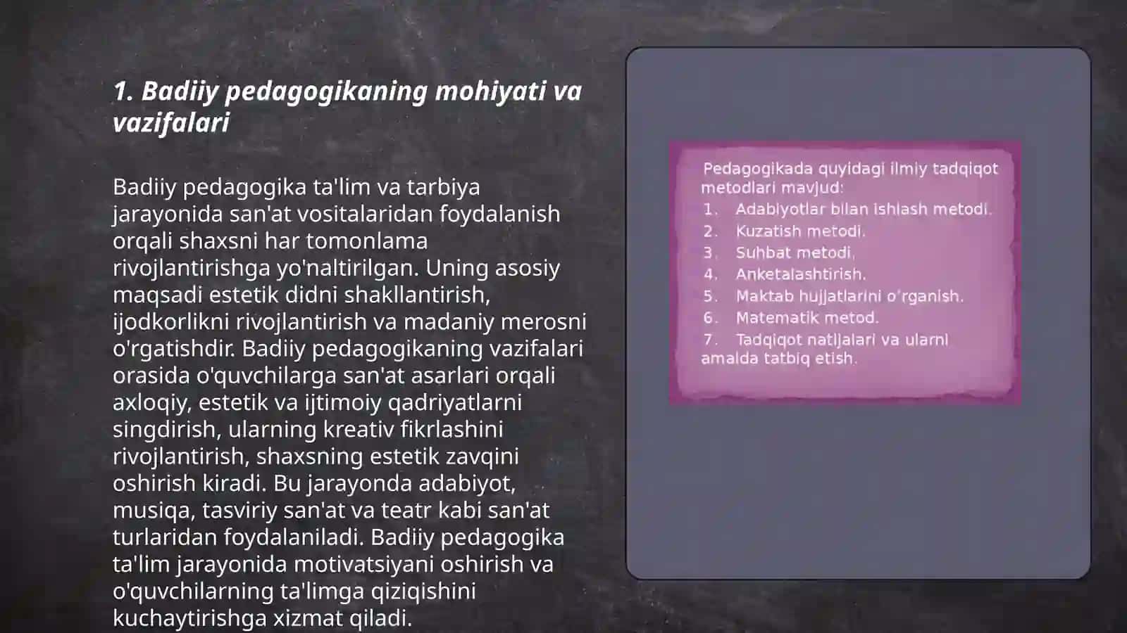 Badiiy pedagogikaning qoʻllanish usullari 3