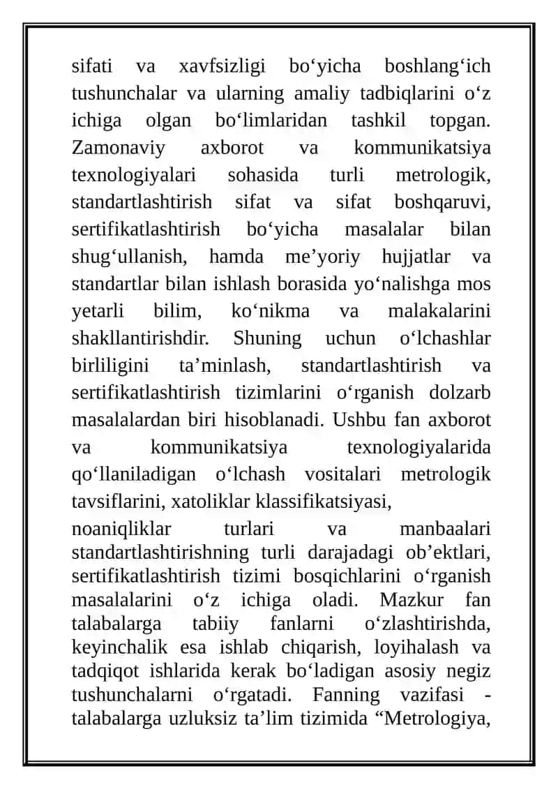 Metrologiya, standartlashtirish va sertifikatlashtirish 3