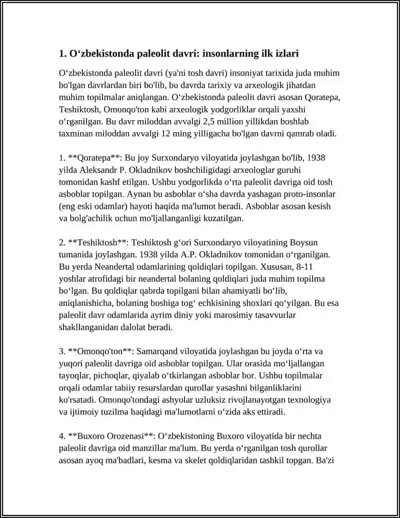 Oʻzbekistonda paleolit davri: insonlarning ilk izlari 3