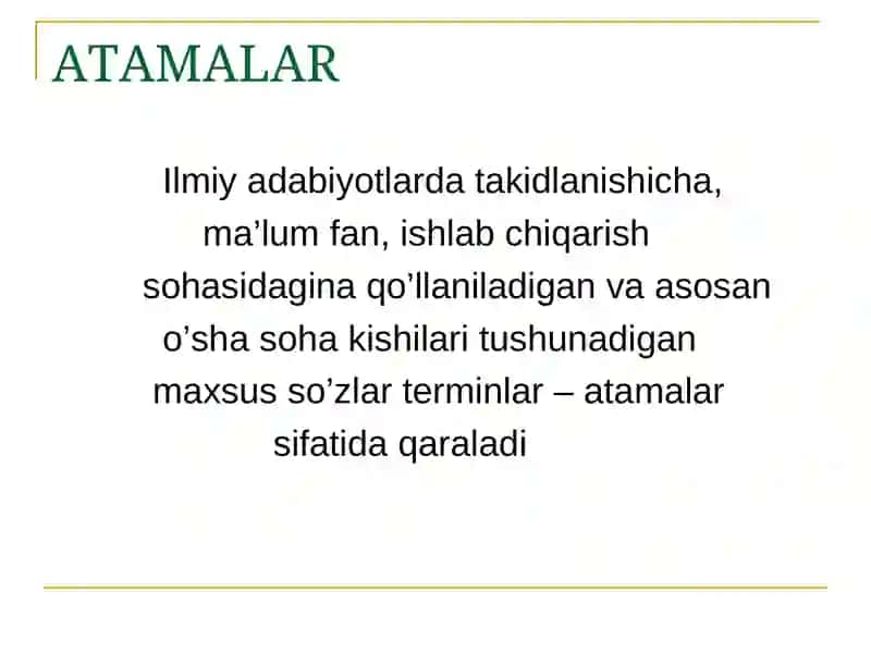 Atamalar va atamashunoslik 3