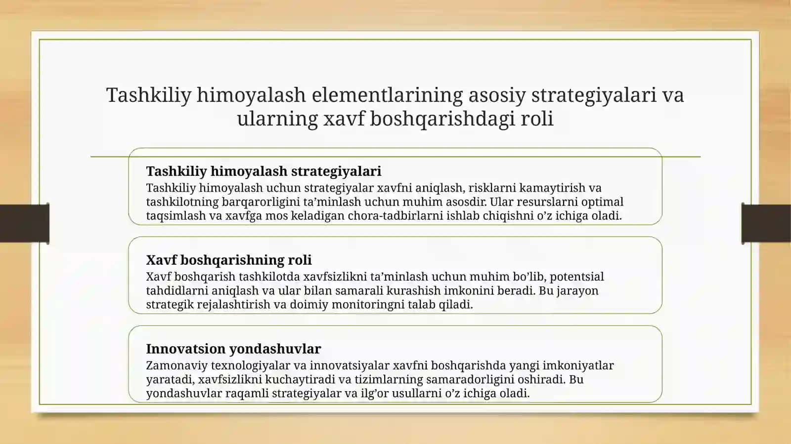 Tashkiliy himoyalash elementlari 3