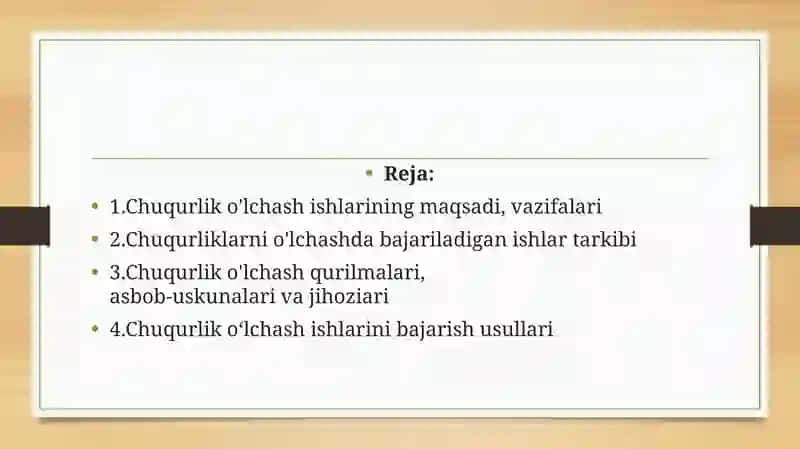 Chuqurlik o'lchash ishlari 3