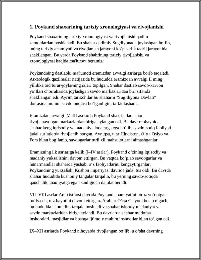 POYKAND SHAXAR HAROBASI VA OʻRGANILISH REFERAT 3