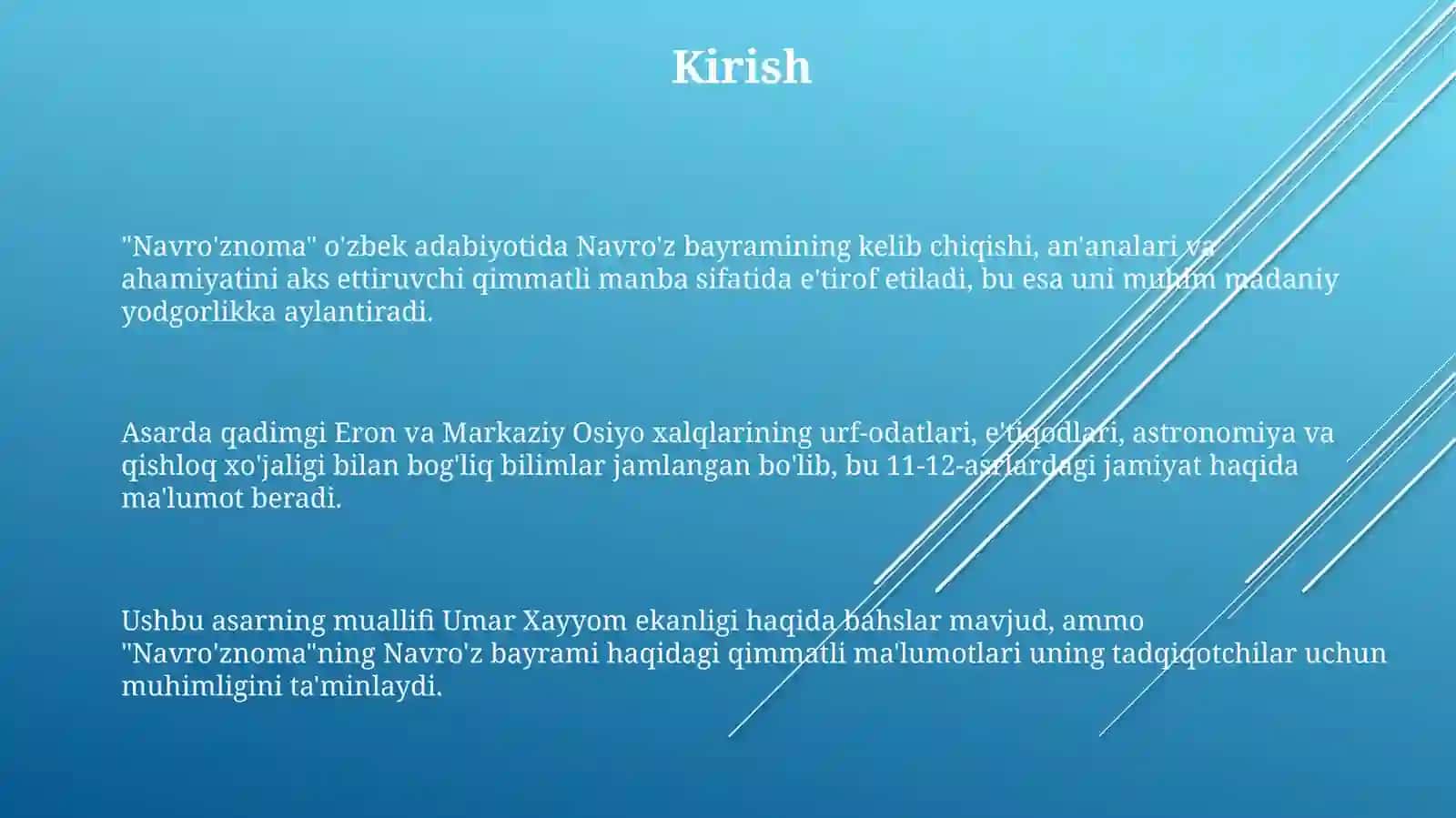 Umar Xayyom,, Navro'znoma" asari tahlili 3