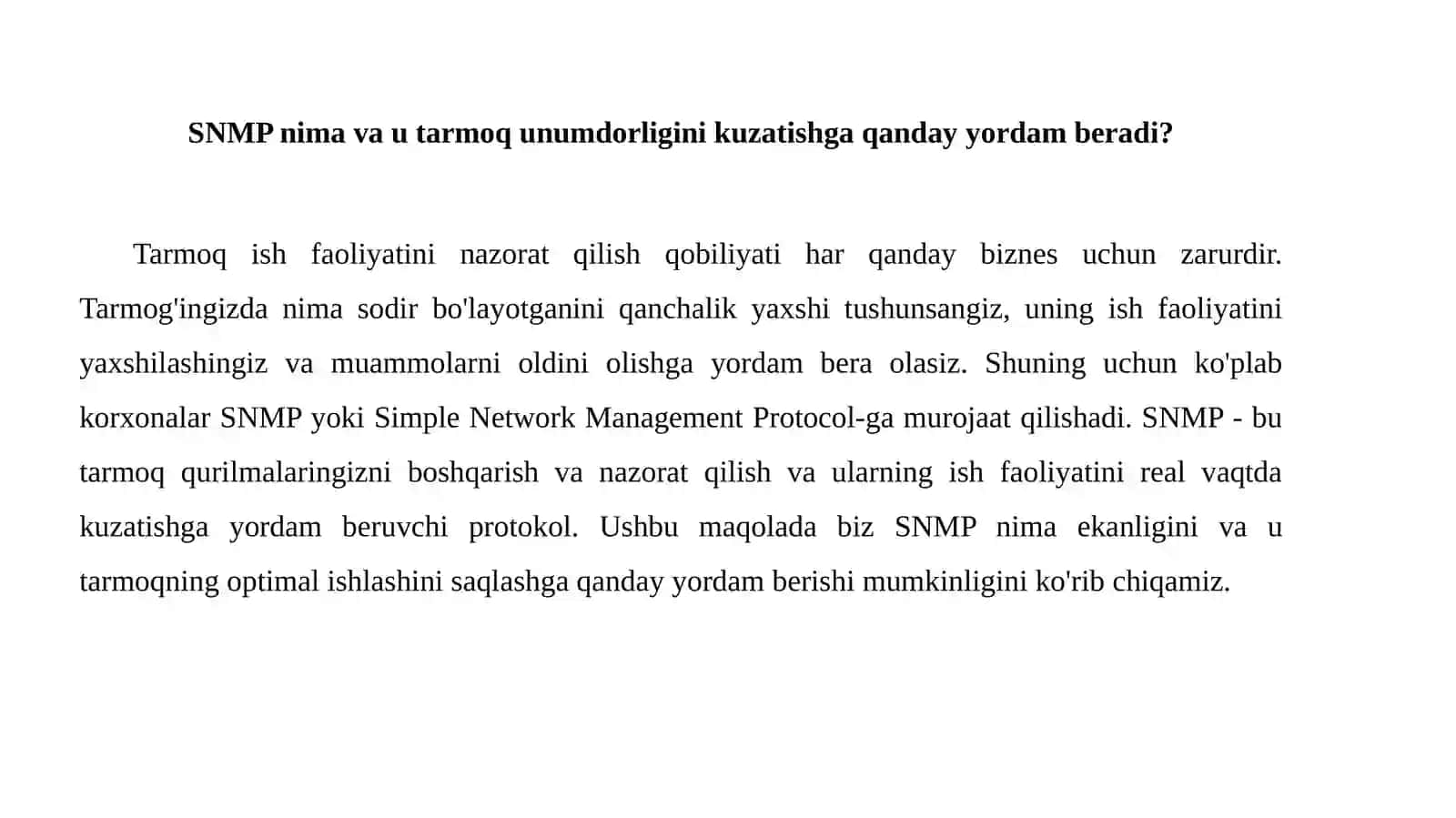 SNMP - Oddiy Tarmoq Boshqaruvi Protokol 3