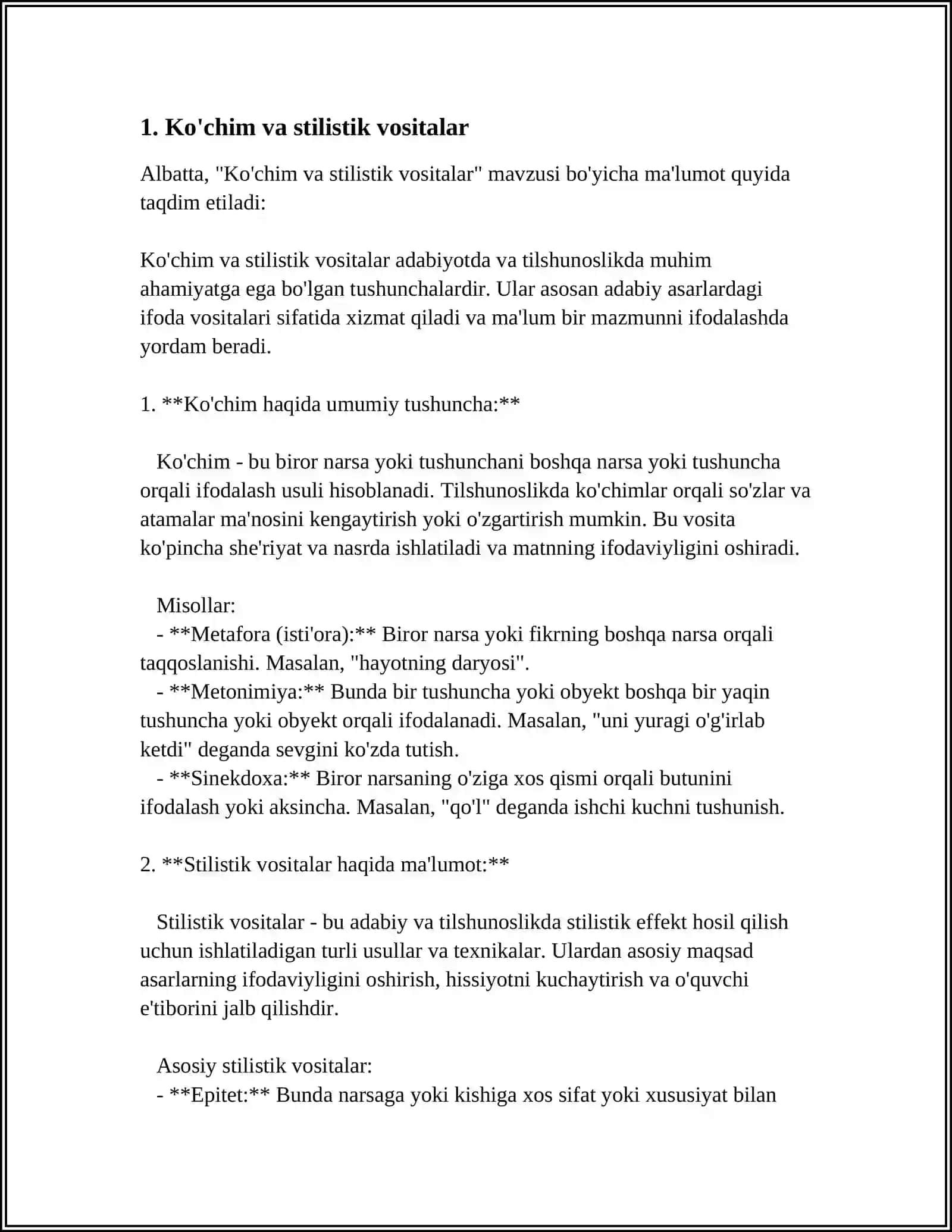 Ko'chim va stilistik vositalar 3