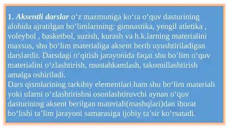 Jismoniy tarbiya darslarining klassifikatsiyasi 3