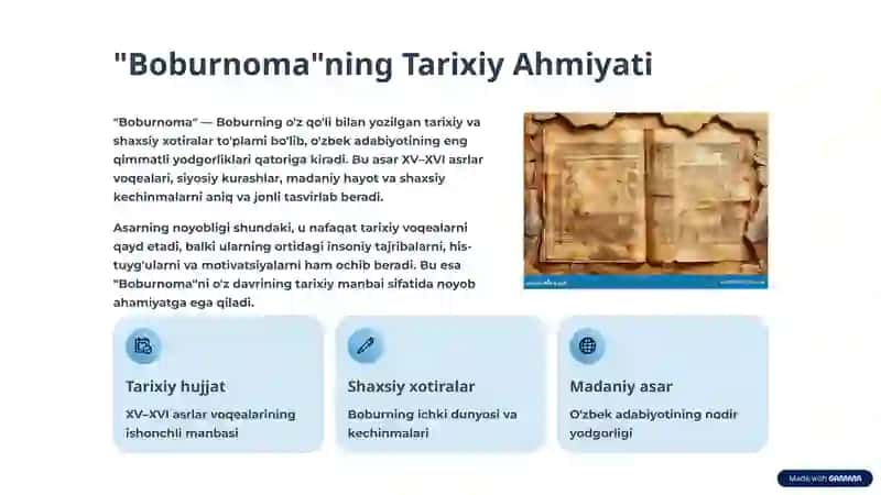 Bobur va "Boburnoma": Tarix, Til va Shaxsiyat Sintezi 3
