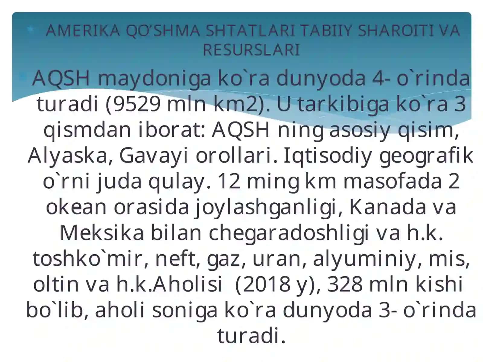 AMERIKA QO’SHMA SHTATLARI 3