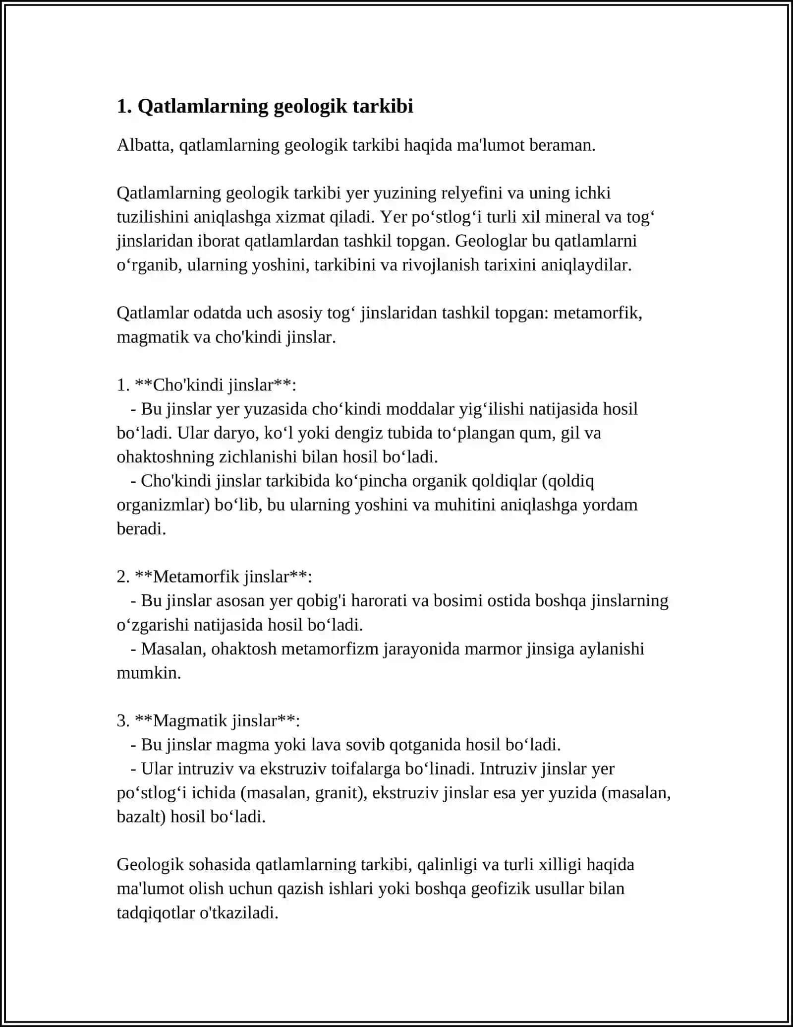 QATLAMLARNING LITOLOGIK TARKIBI VA OʻZGARUVCHANLIGI 3